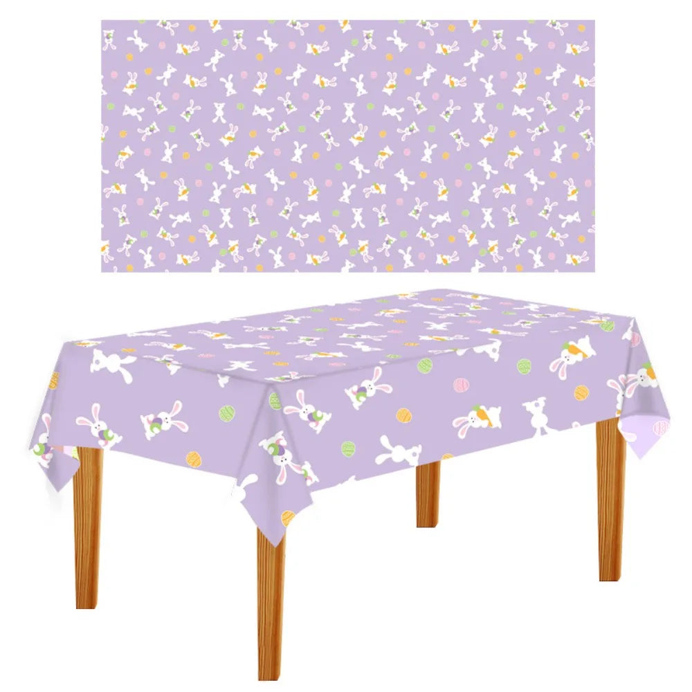 Easter Rabbit Bronzing Tablecloth 137x274cm Disposable Cover