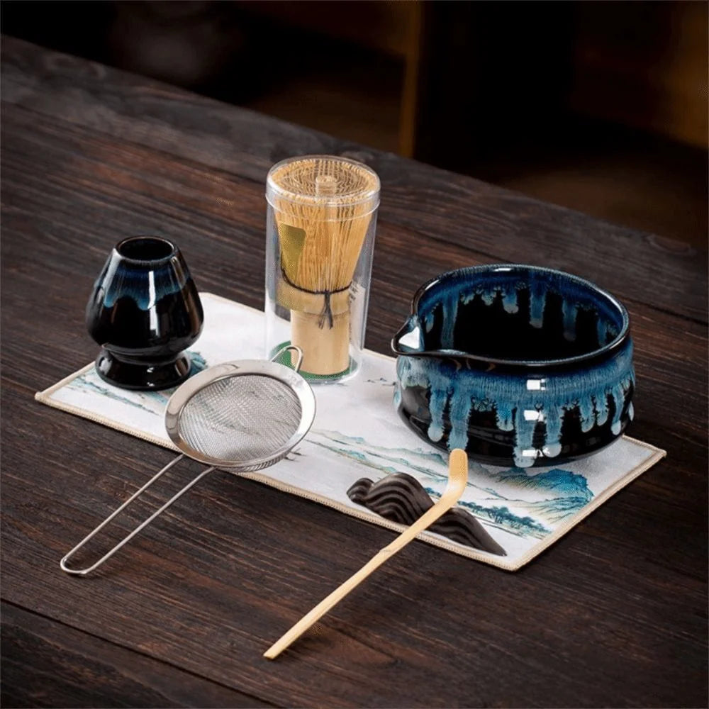 Japanese Matcha Tea Set – Ceramic Bowl & Bamboo Whisk Kit