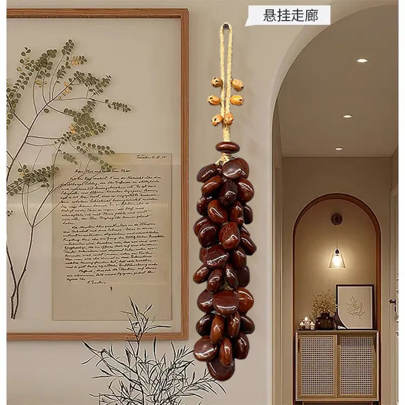 Handmade Natural Wood Bean Pendant Hanging String Décor