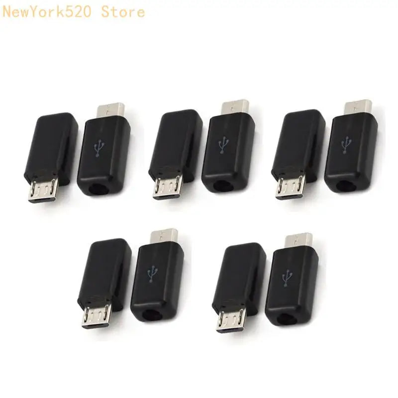 10-Pack USB 2.0 Male Welding Plug 5-Pin Black Cover