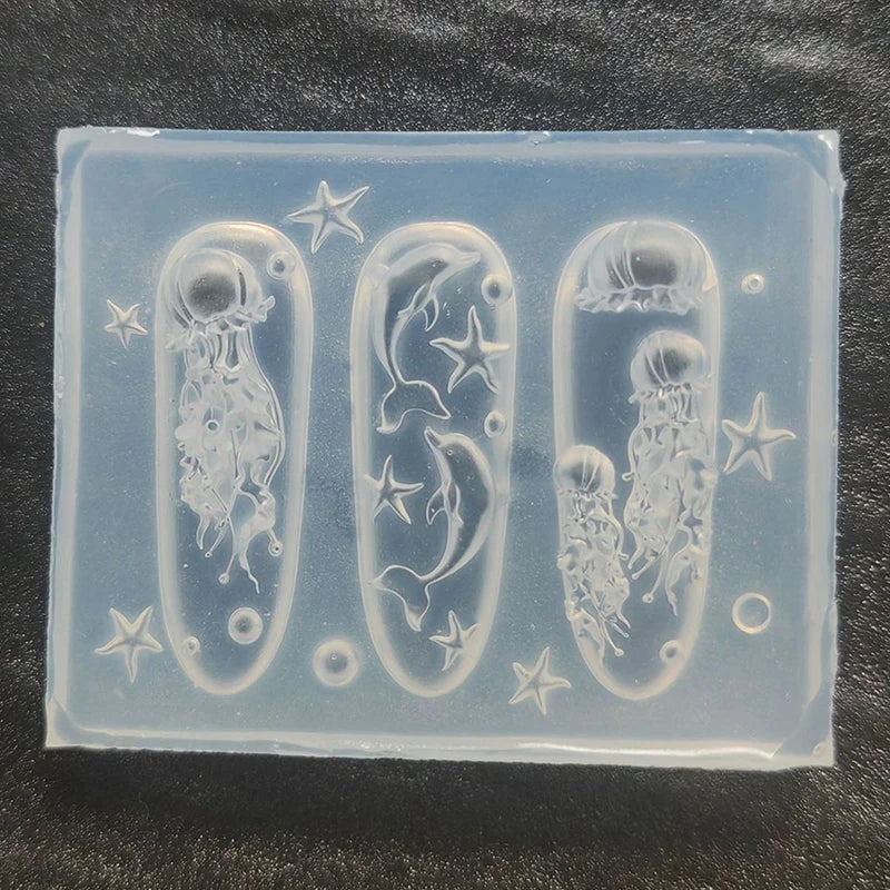 Ocean Series 3D Silicone Nail Mold – Seashell, Jellyfish & Dolphin