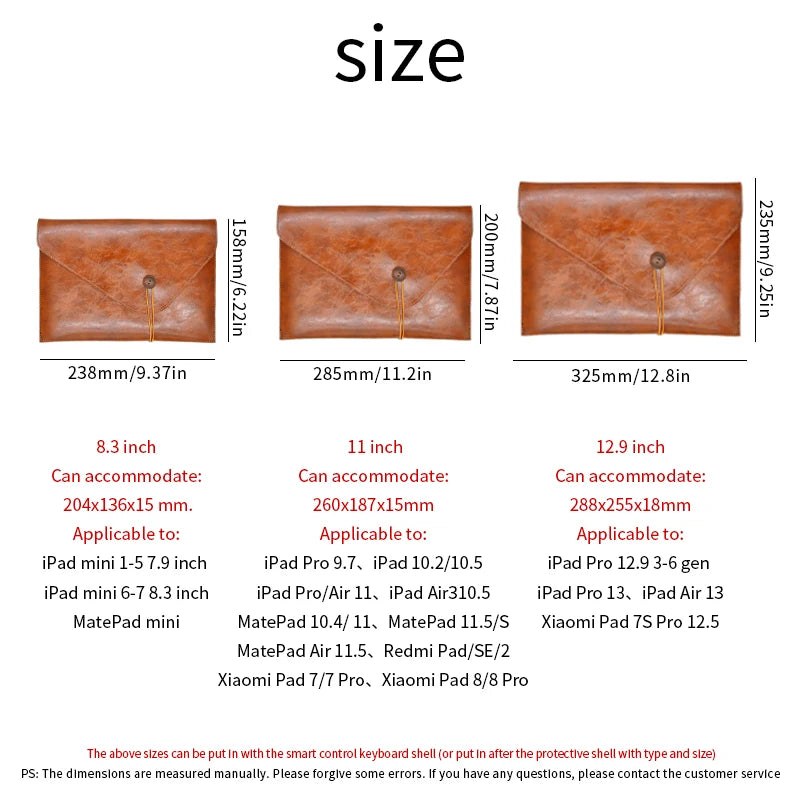 Quoko Leather iPad Sleeve Bag – Fits 7.9" to 13" Models
