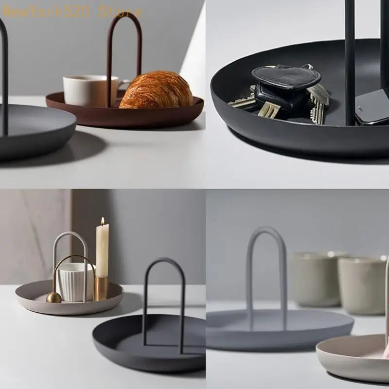 Nordic Round Jewelry Tray with Handle – Desktop Organizer