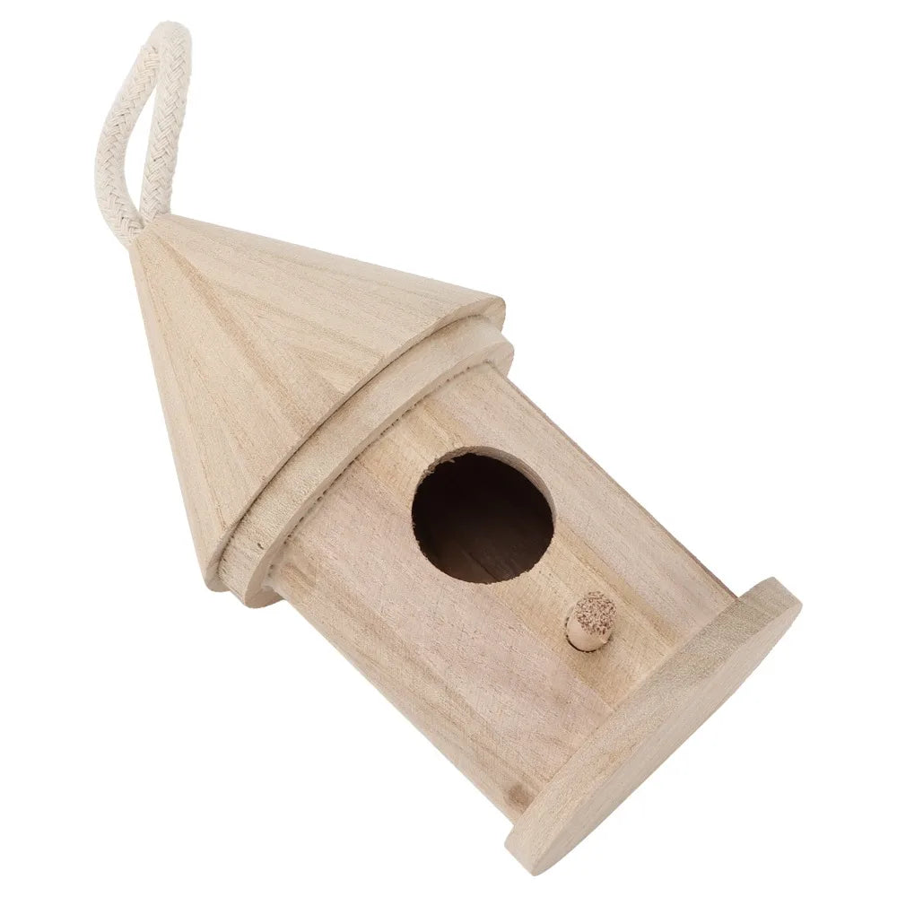 Small Hanging Wooden Bird House – DIY Paintable Pine Birdhouse