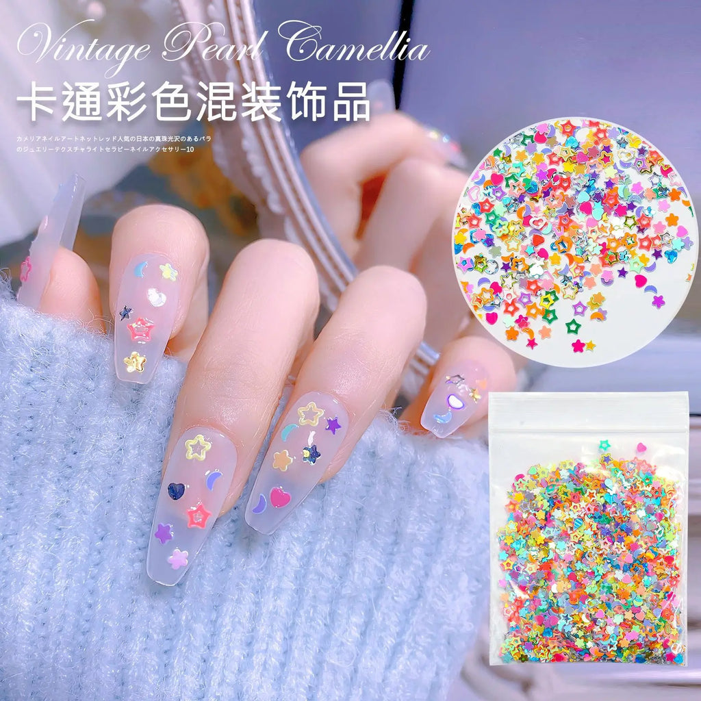 Colorful Star Shape Nail Sequins Glitter Manicure Kit