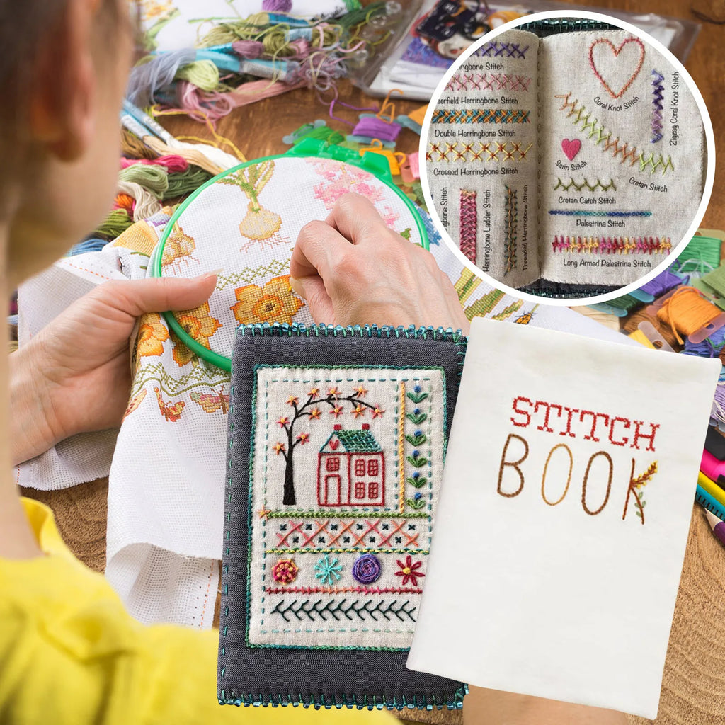 DIY Embroidery Stitch Book Set – Linen Needlework Kit