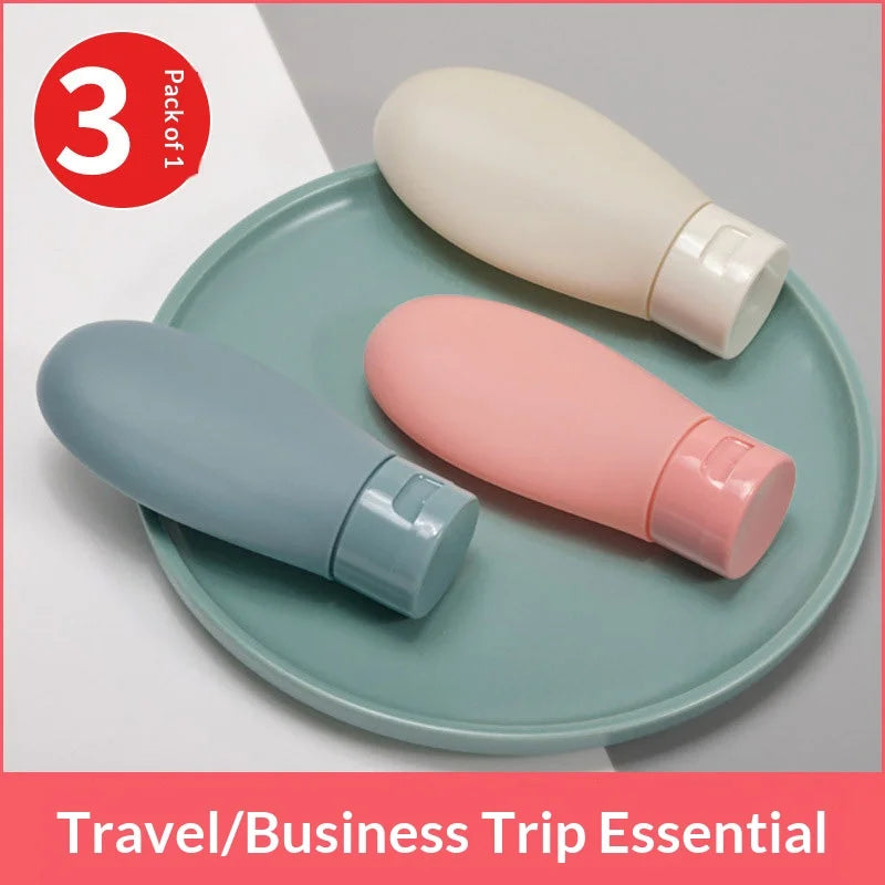 Refillable Travel Squeeze Bottles 60ml Flip Cap Toiletry Set