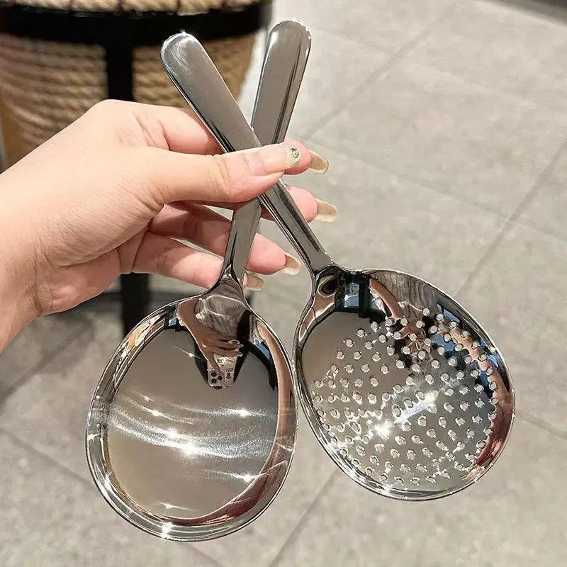 Stainless Steel Slotted Ladle & Soup Spoon Set – 1 or 2 Pack