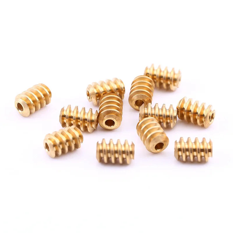 10pcs Brass Single-Head Worm Gear 0.5 Module 6–7mm OD