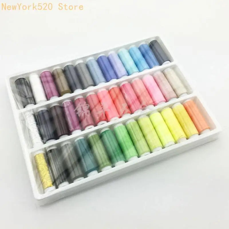 39-Spool Polyester Embroidery & Sewing Thread Set – 39 Colors