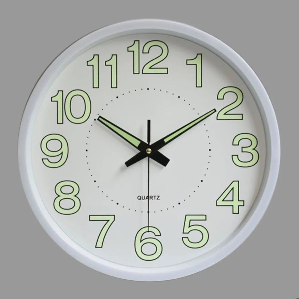12-Inch Silent Quartz Wall Clock – Glow in Dark, Non-Ticking