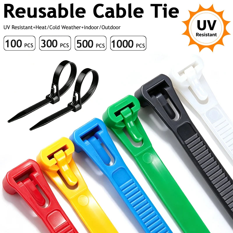 Reusable Nylon Cable Ties 50–1000 Pcs | Black & White PA66