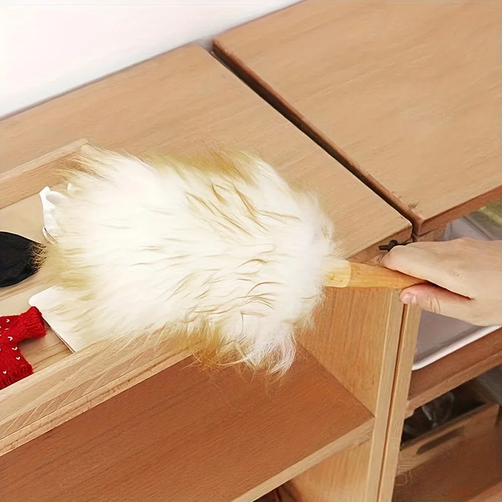 Wool Duster Brush Wooden Handle – Car, Office & Home Use