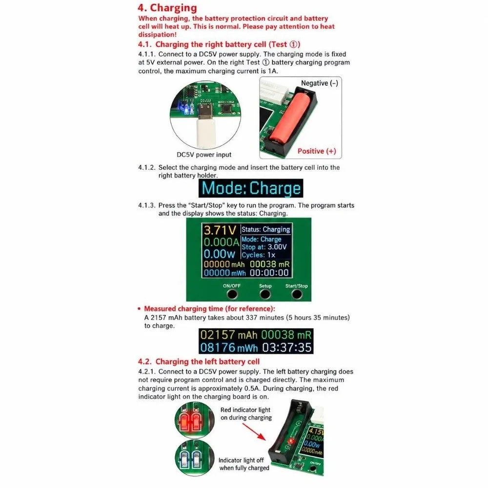 18650 Battery Capacity Tester – mAh/mWh LCD, Type-C DC 5V