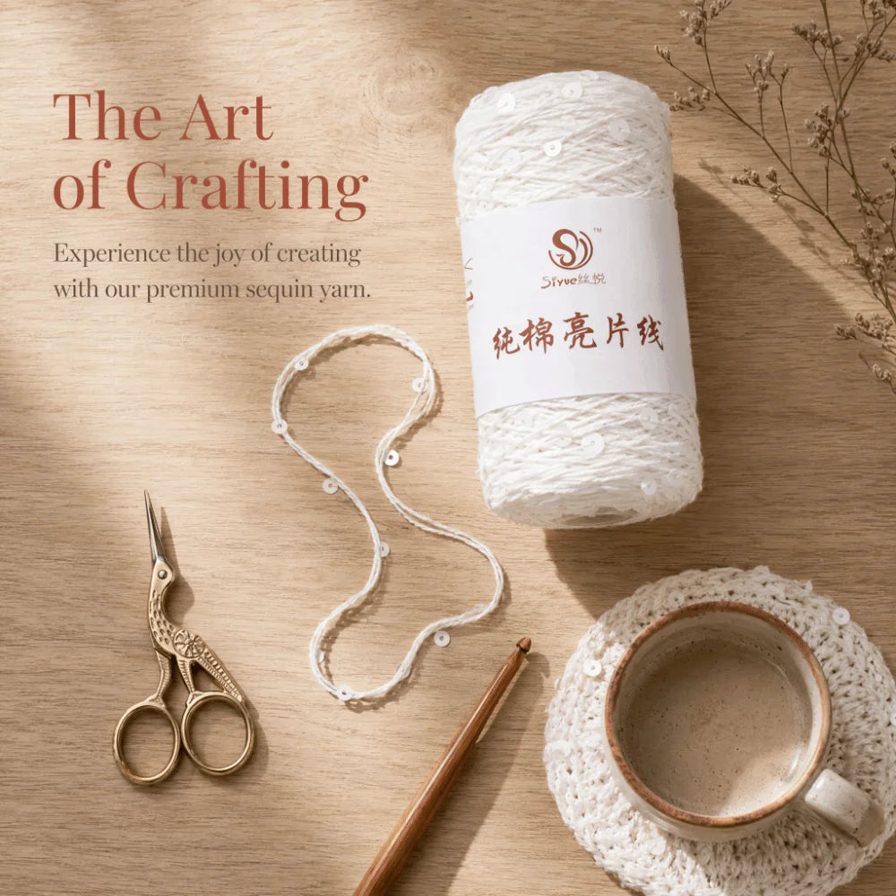 Sequin Glitter Hand Knitting Yarn – Polyester Bead Craft Thread