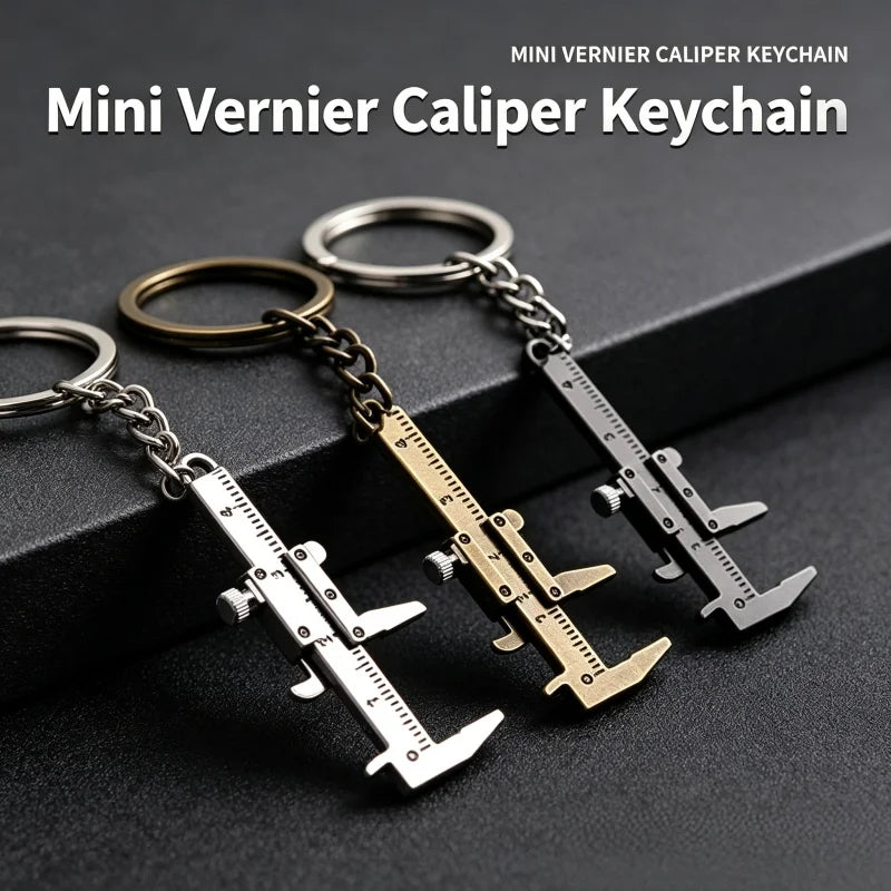 Mini Vernier Caliper Keychain – Zinc Alloy Pocket Measuring Tool