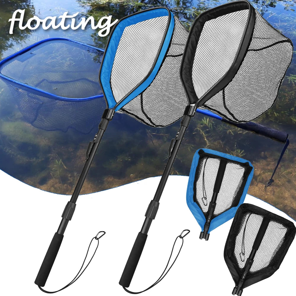 Floating Fishing Landing Net – Rubber Coated Telescoping Handle