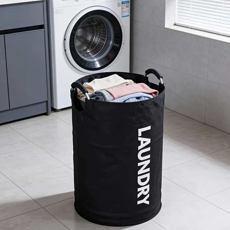 Black Collapsible Laundry Hamper Bag with Handles – 28 Inch