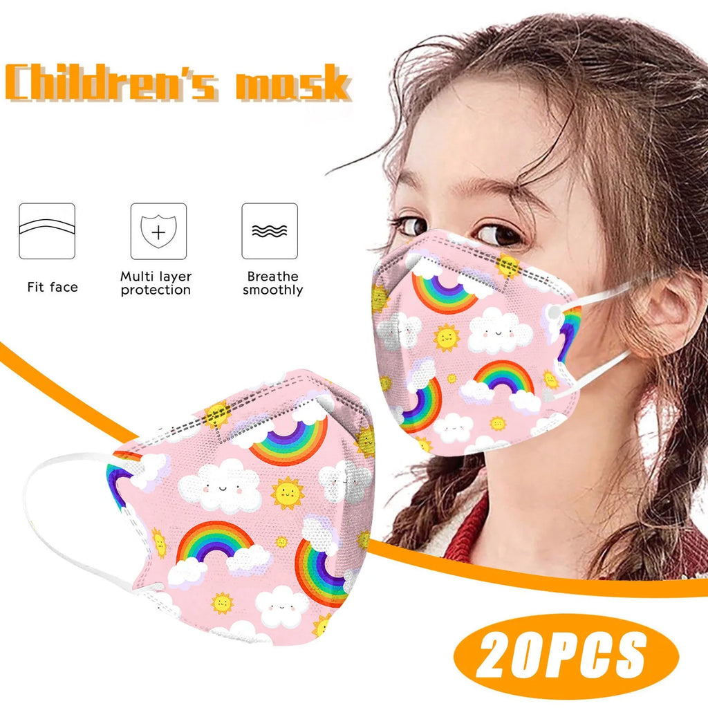 Kids Rainbow Multi-Layer Breathable Face Cover – Reusable