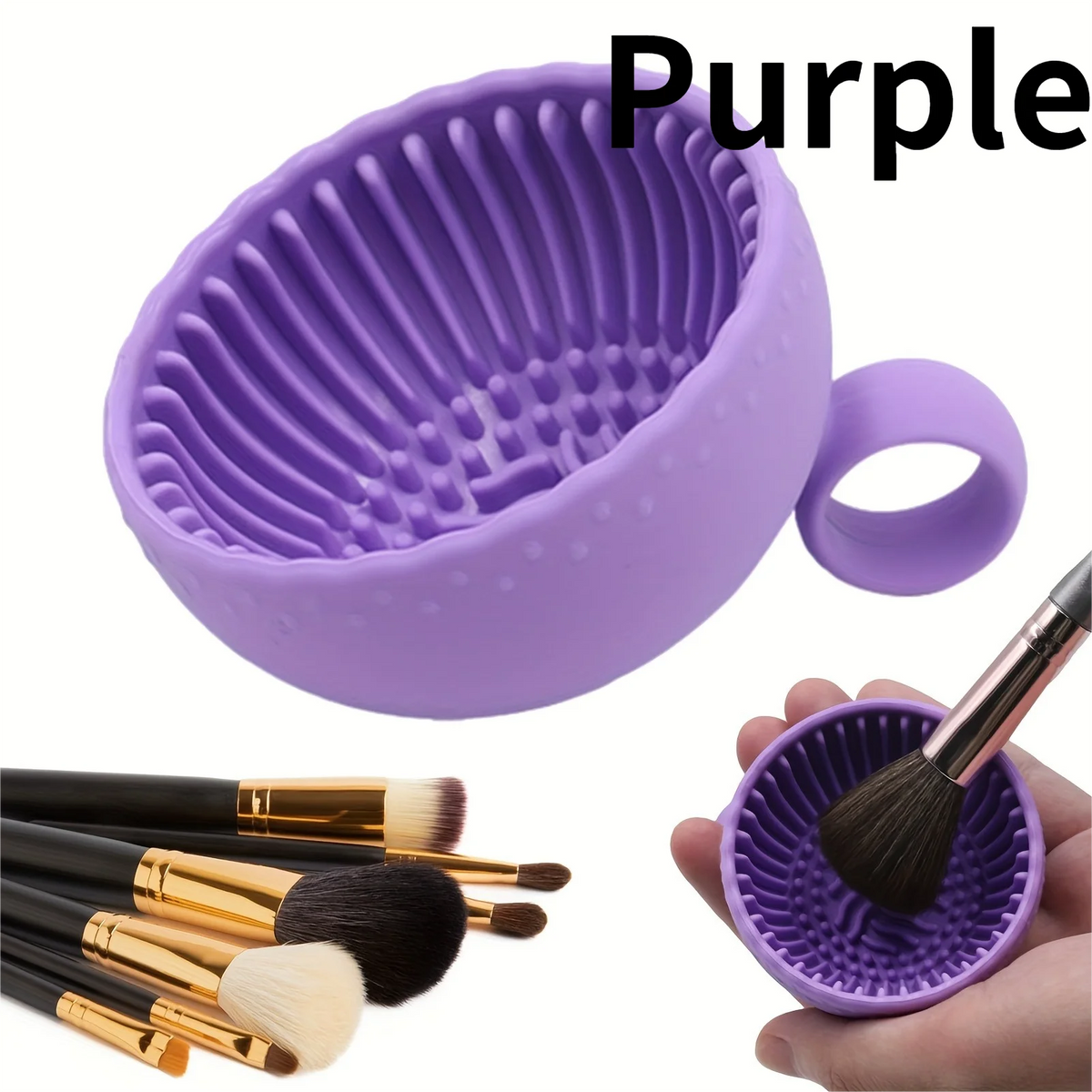 Silicone Makeup Brush Cleaner Bowl & Scrubber Mat