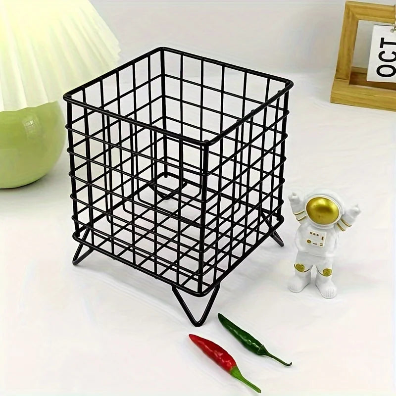 Metal Desk Storage Basket – Multi-Use Office Shelf Organizer