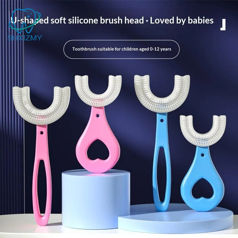 Kids U-Shaped Silicone Toothbrush – Ages 2–12, BPA-Free