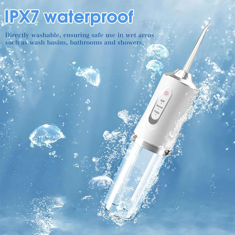 VIBE USB Water Flosser – 200ml, 4 Nozzles, IPX7 Waterproof