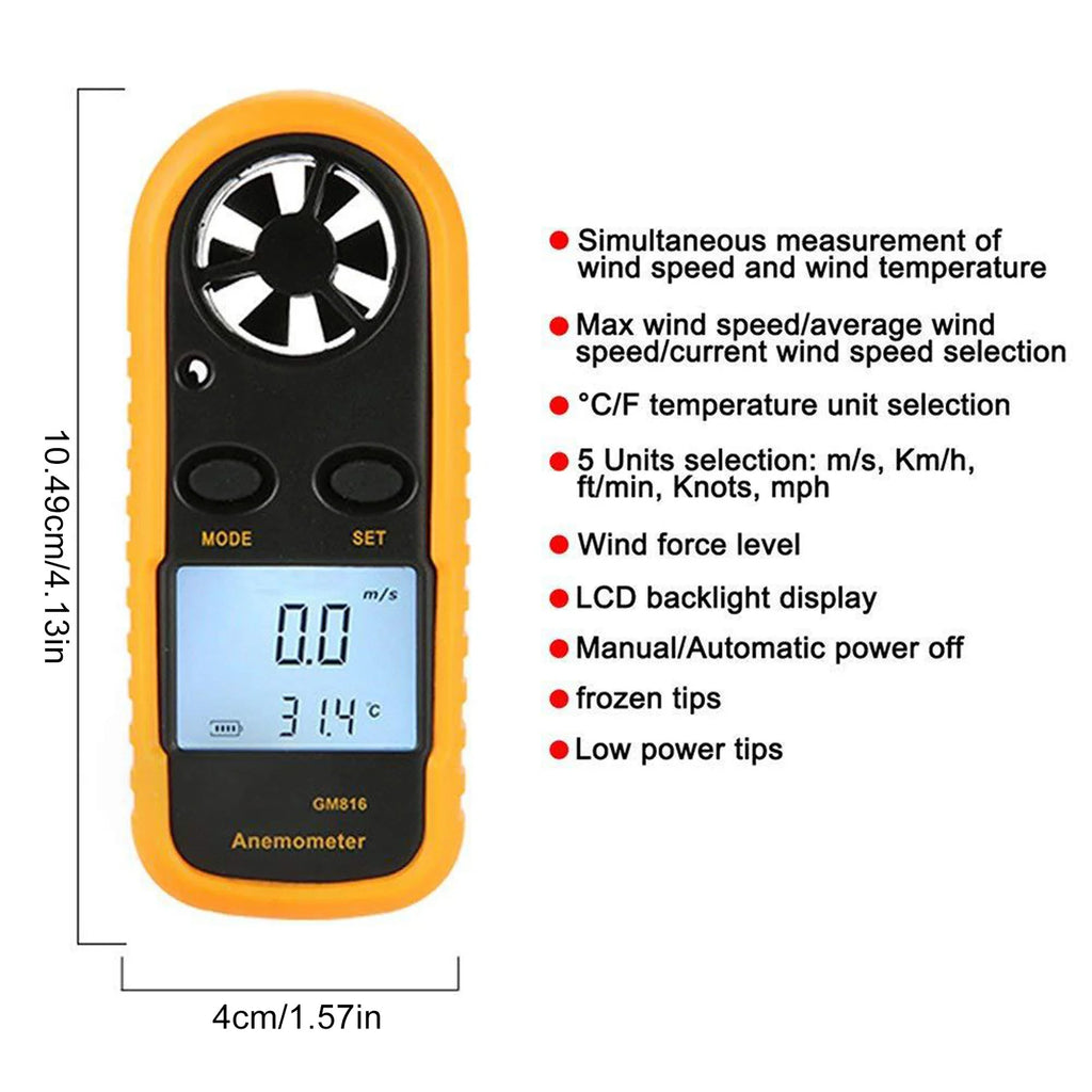 Mini Anemometer Wind Speed Meter with LCD Backlight | VIBE