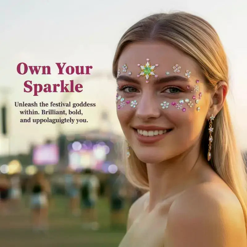 Glitter Crystal Face Jewel Stickers – Rhinestone Party Decals
