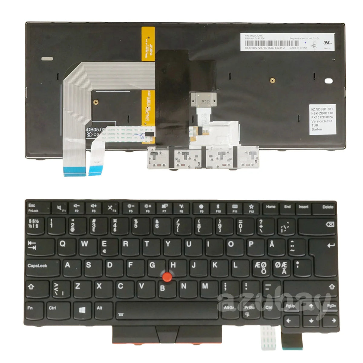 AZUBAY Backlit Keyboard Lenovo ThinkPad T470 T480 A475 A485 EU