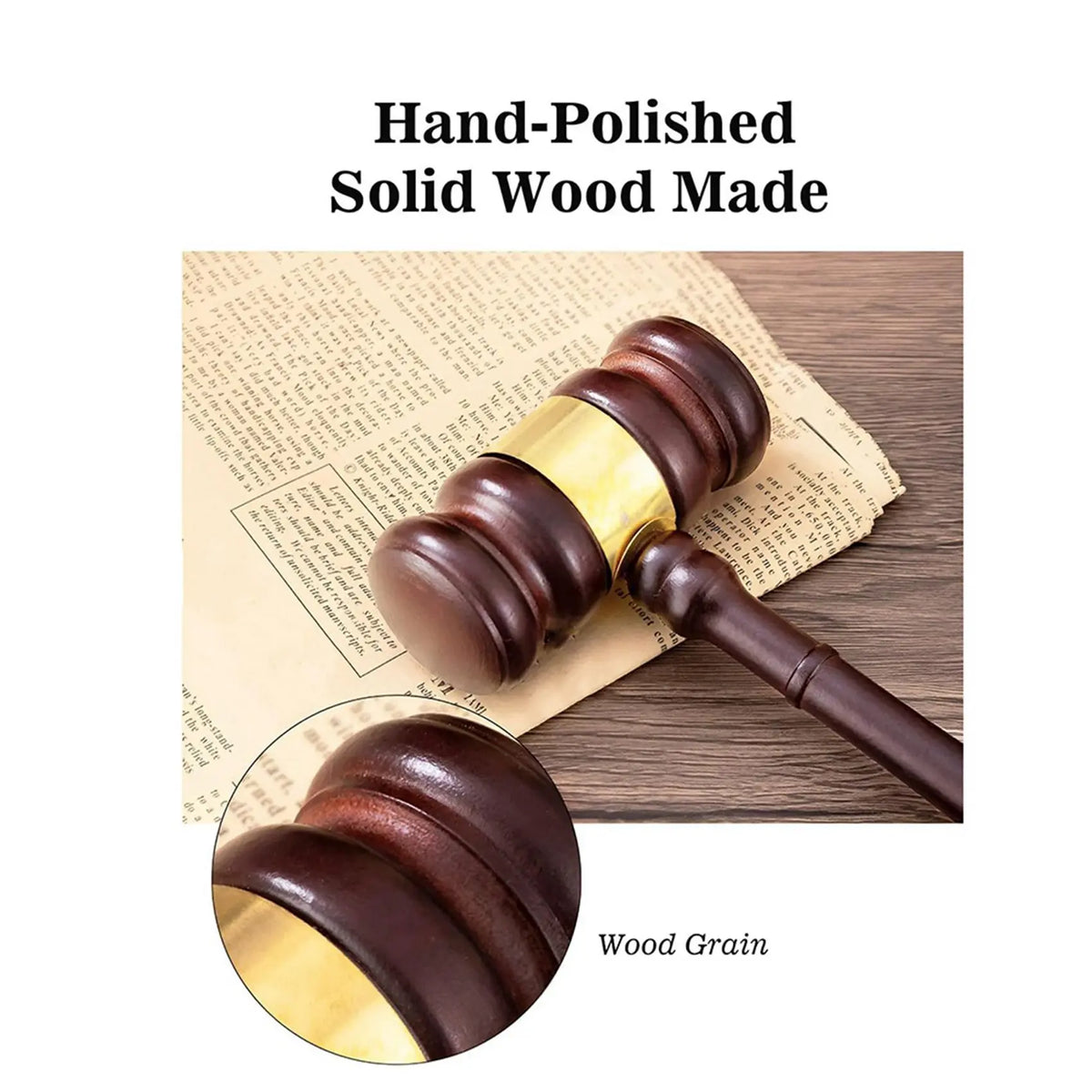 Wooden Gavel & Sound Block Set 4-Pack – Red Brown