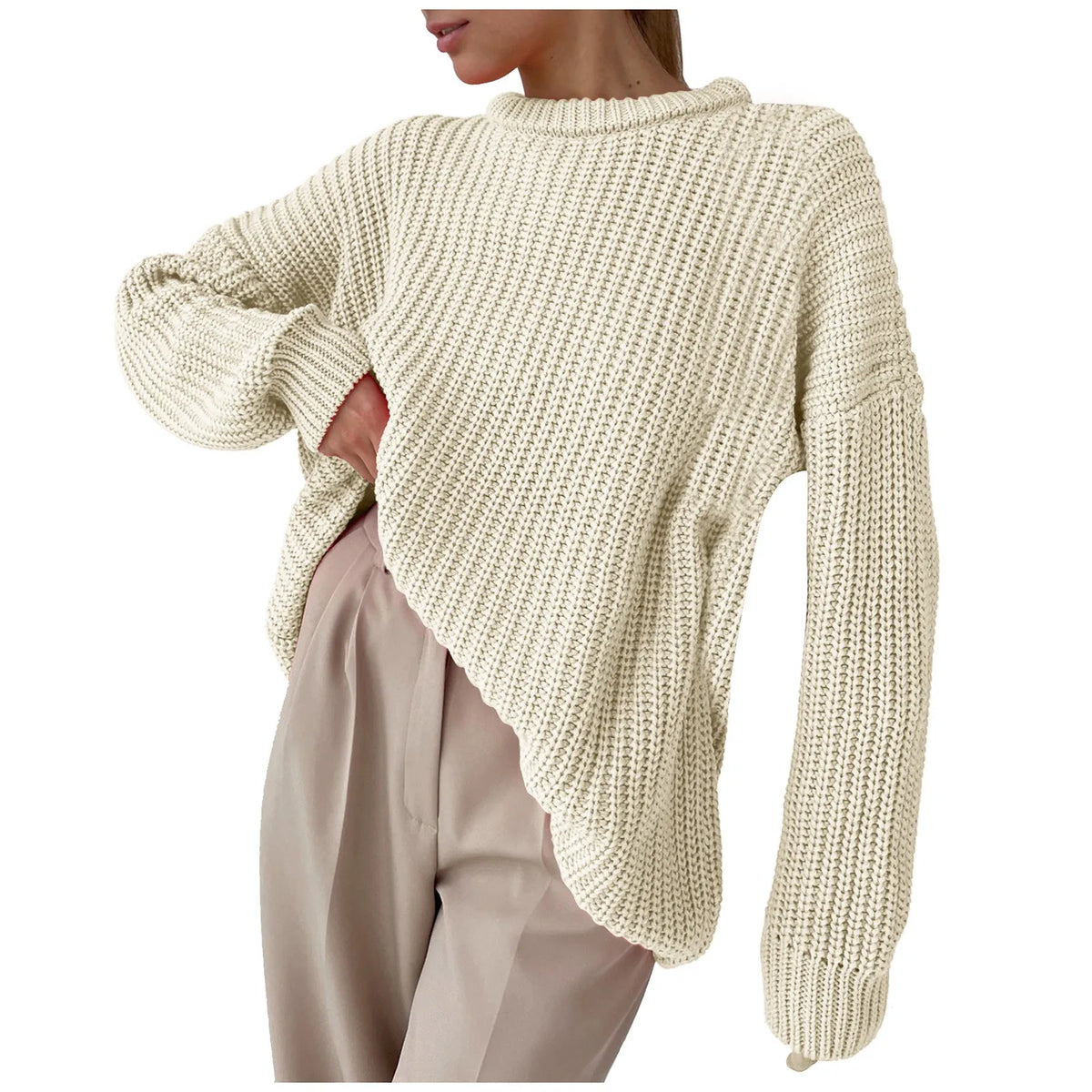 Women's Oversized Chunky Knit Crewneck Pullover Sweater
