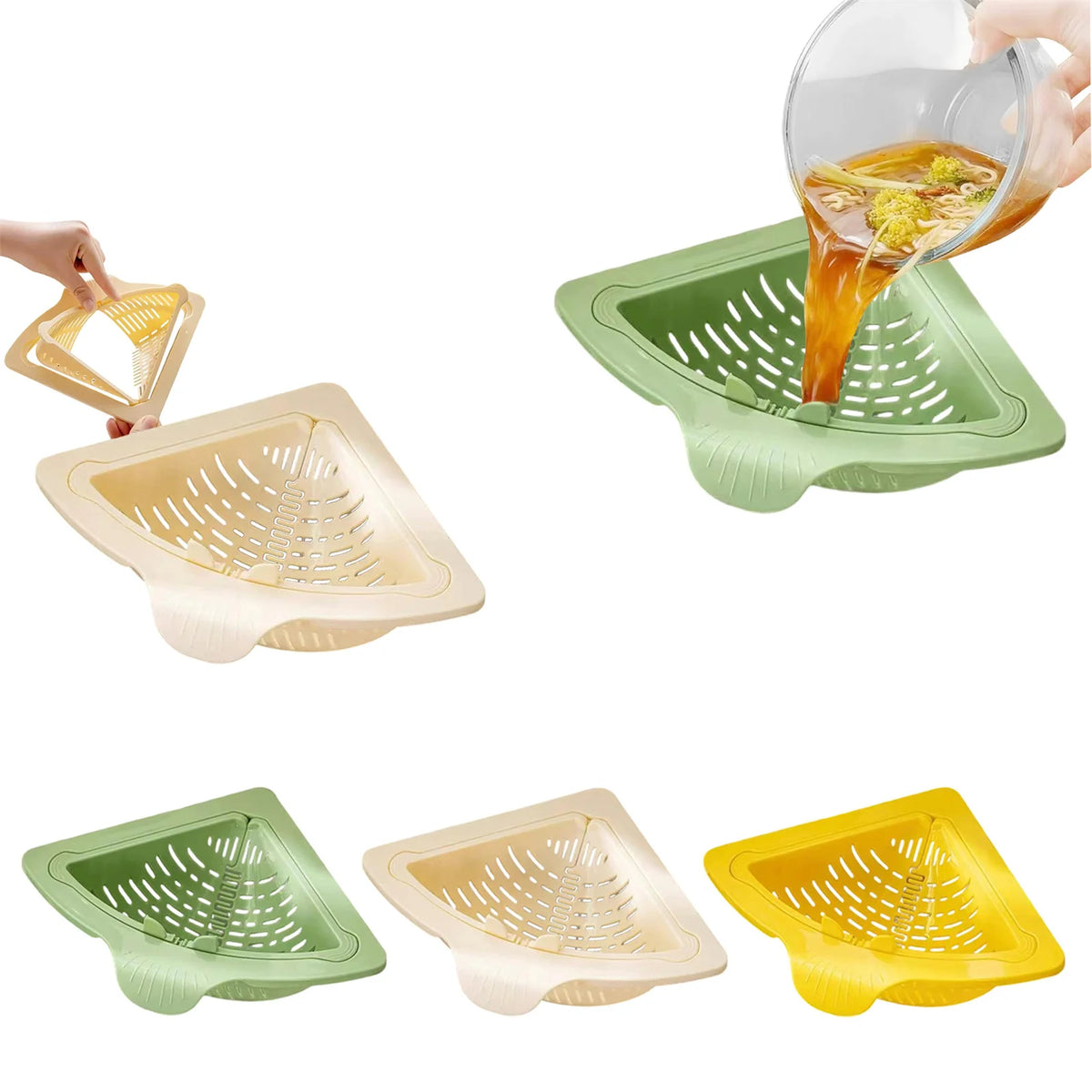 Triangular Corner Sink Drain Basket & Sponge Holder
