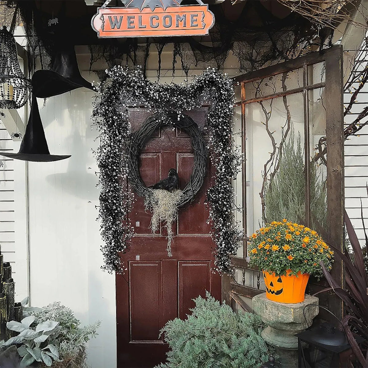 Artificial Golden Bell Willow Garland – Halloween Harvest Wreath