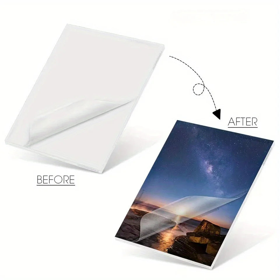 50-Pack A4 Clear PET Printable Self-Adhesive Sticker Sheets