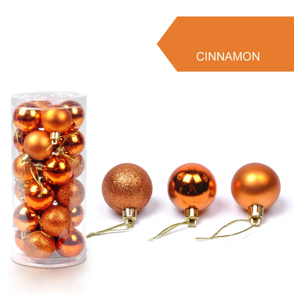 24-Pack Glitter Christmas Ball Ornaments 30mm Gold Pink Champagne