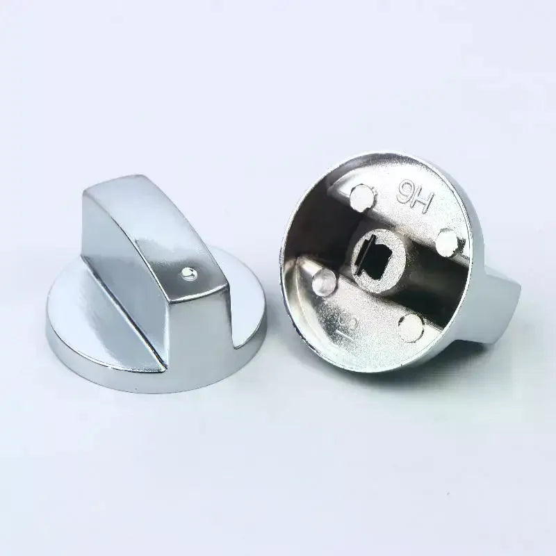 2-Pack 6mm Gas Stove Control Knobs – Zinc Alloy Silver