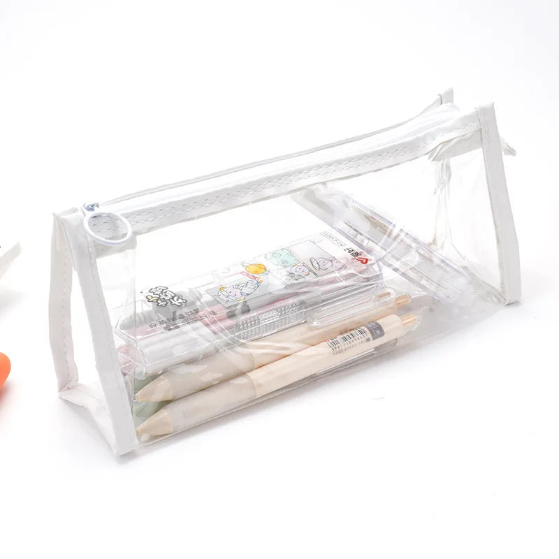 Transparent Triangle Pencil Case PVC Large Capacity Zipper Pouch