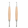2-Pc Wooden Handle Leather Carving & Modeling Tools Set