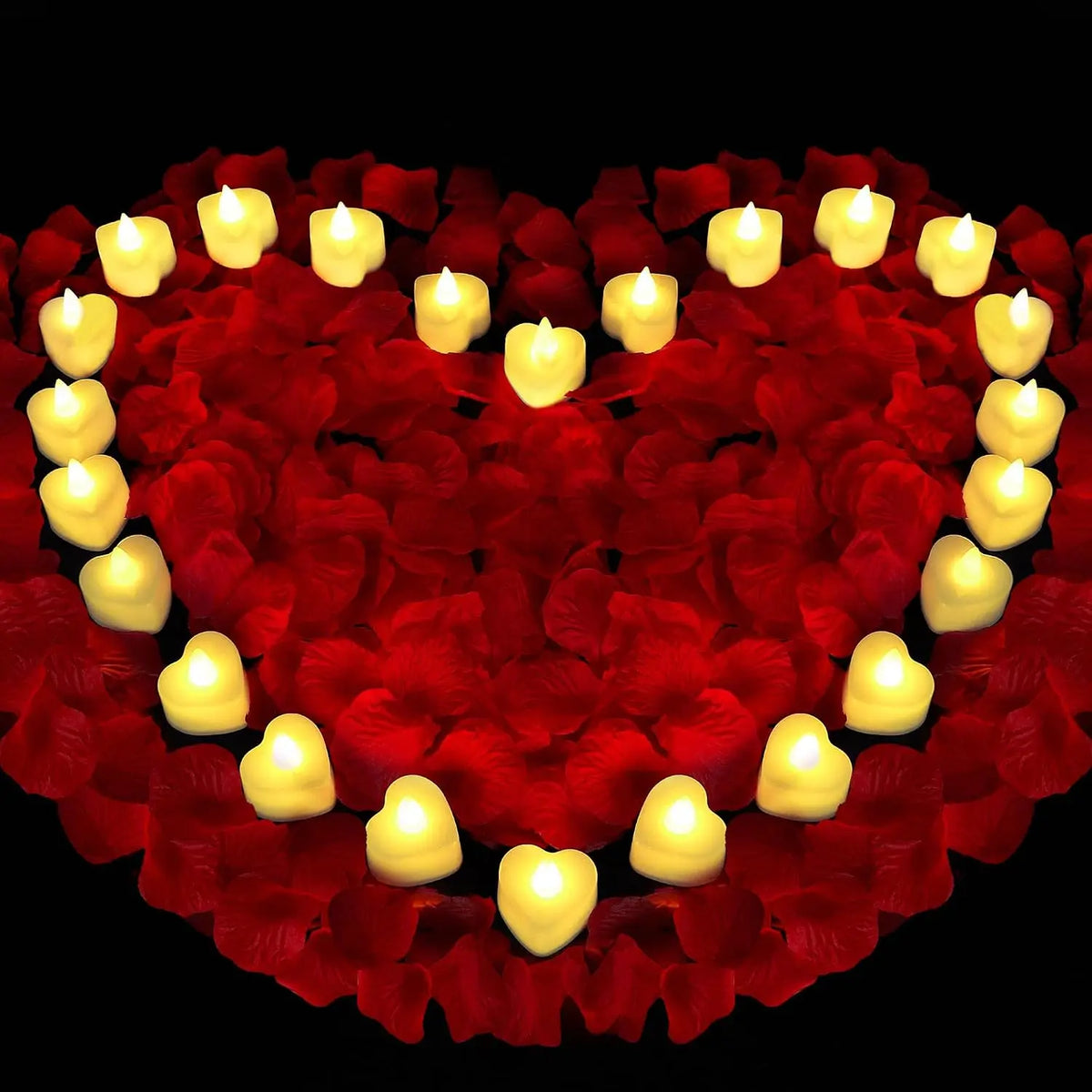 24-Pack Flameless LED Heart Tea Light Candles – Wedding Decor