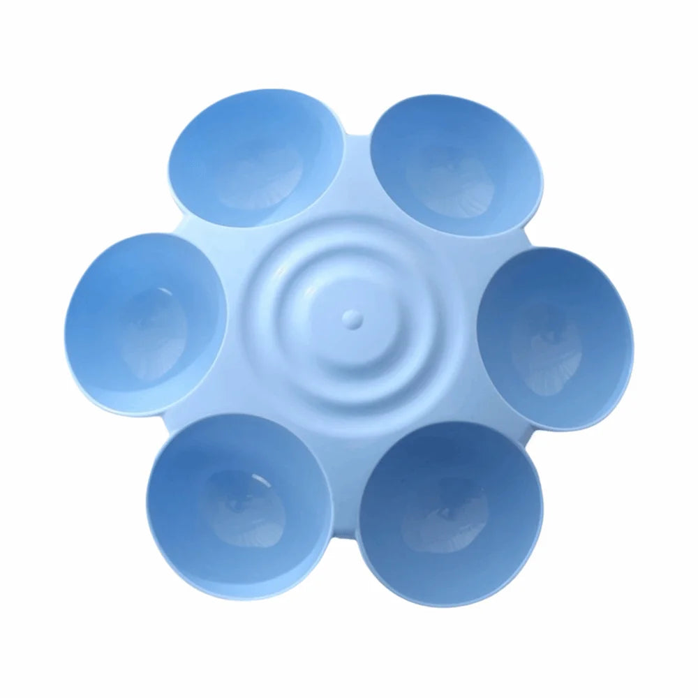 Six-Grid Petal Cat & Dog Feeding Bowl – Angled Multi-Compartment