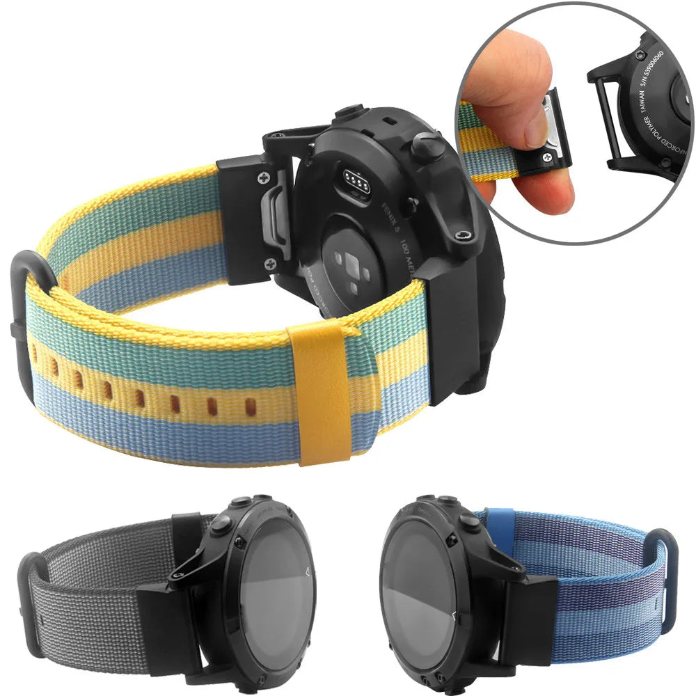 22mm Quick-Release Nylon Watch Band for Garmin Fenix