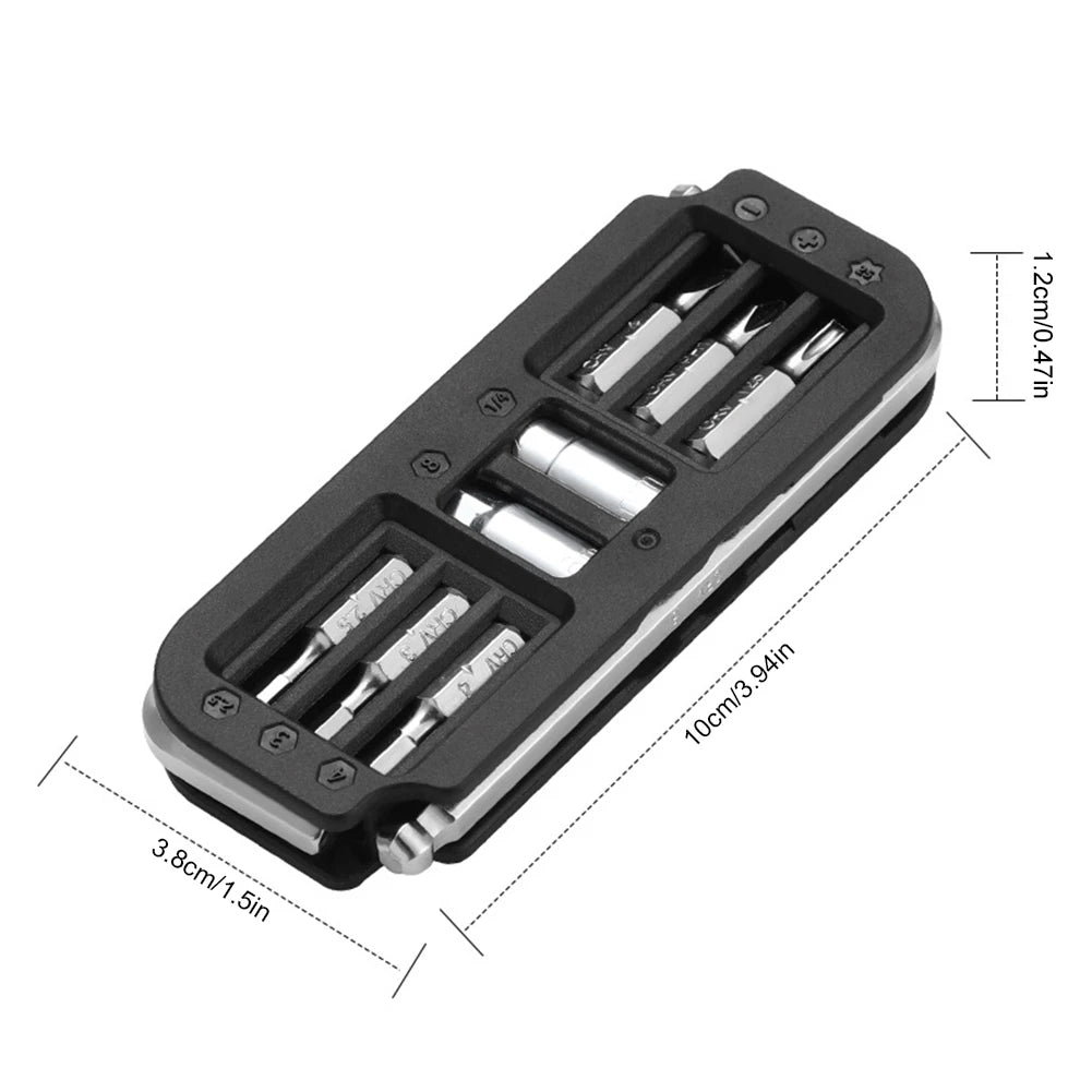 10-in-1 Bicycle Multi-Tool Hex Wrench & Bit Socket Kit