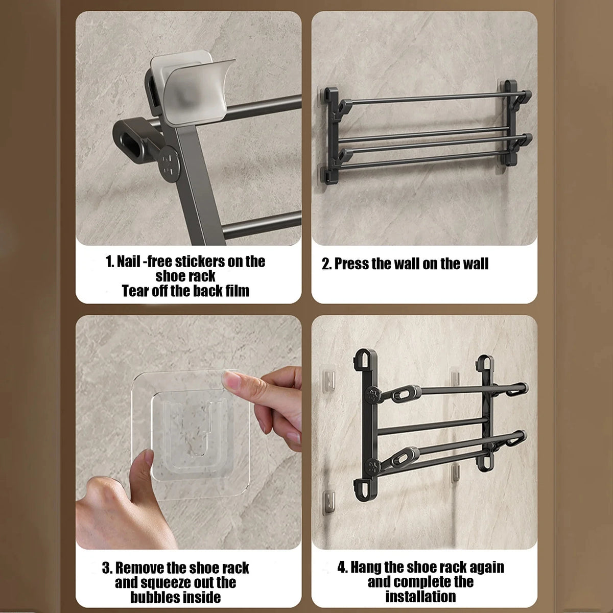 Foldable Wall-Mounted Shoe Rack – Double-Layer Space Saver
