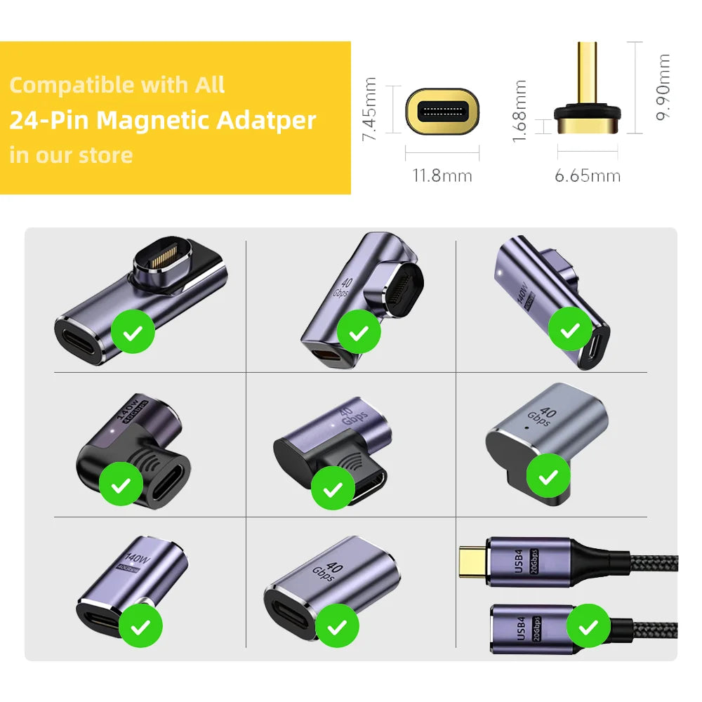 USB-C 24-Pin Magnetic Adapter Tips USB 4.0 – 3/5/10 Pack