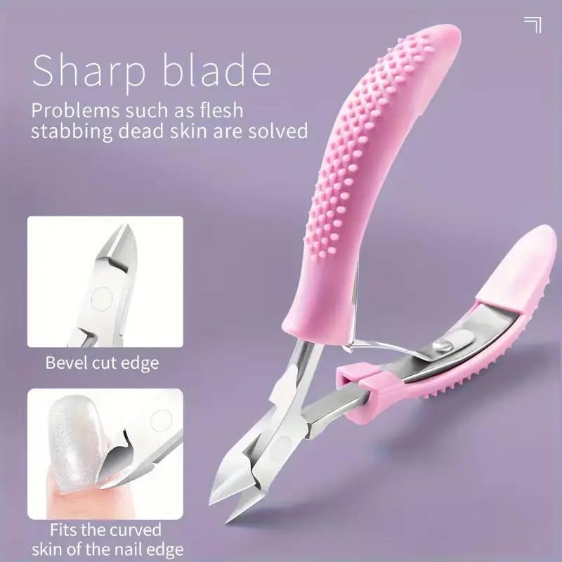 Stainless Steel Cuticle Nipper | Silicone Handle Nail Tool