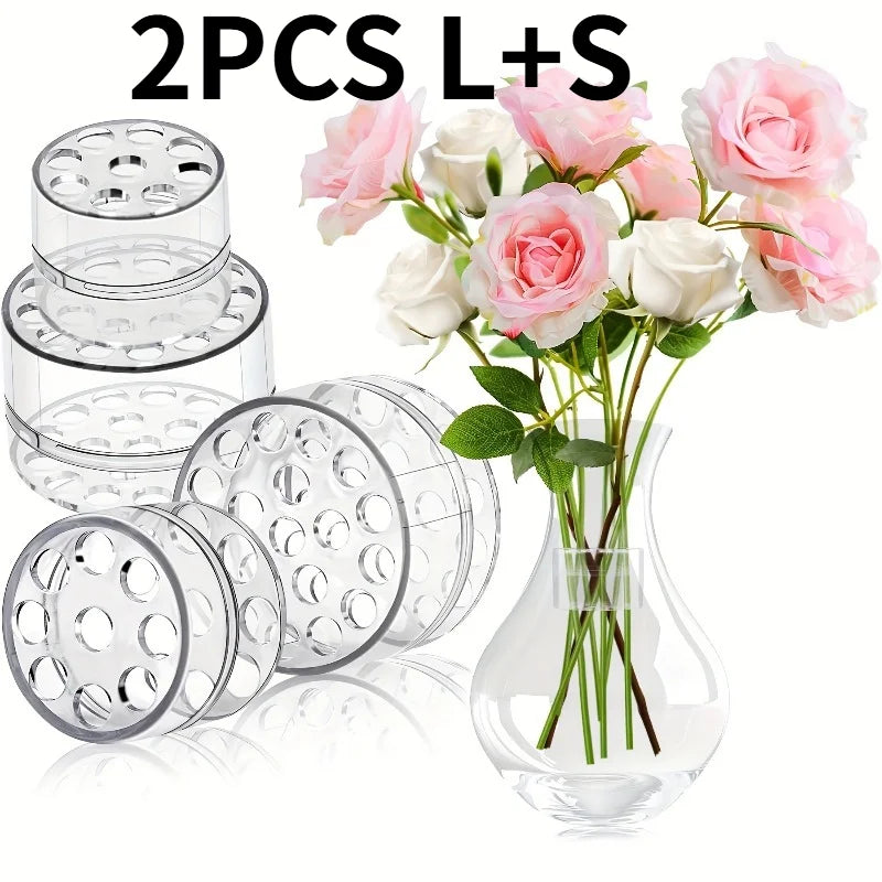 2-Pack Spiral Flower Stem Holders – Clear Plastic Floral Grid