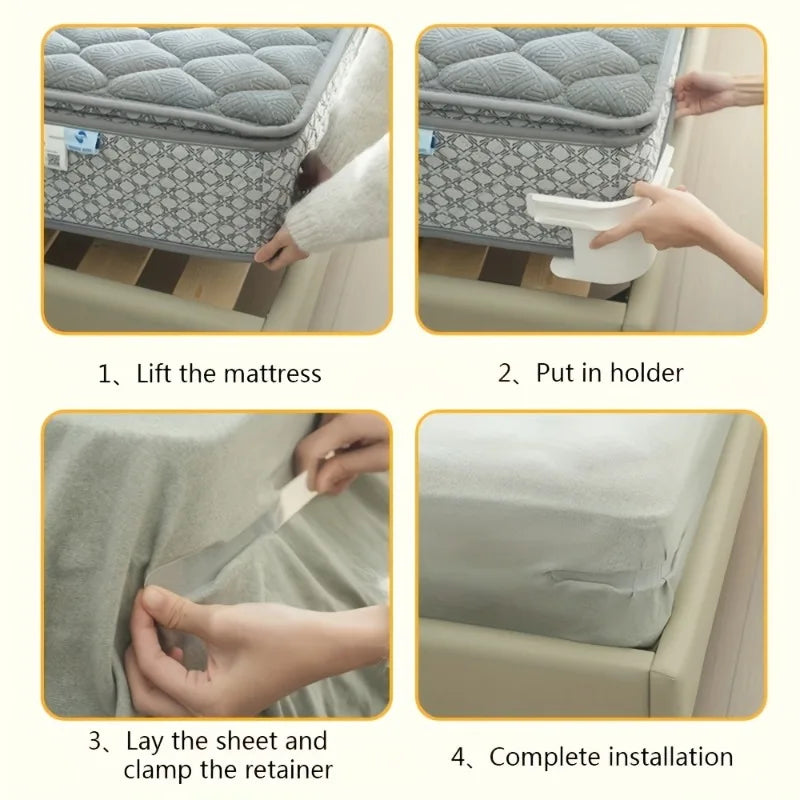 4-Pack Invisible Bed Sheet Fixing Clips | Bedding Gripper Set