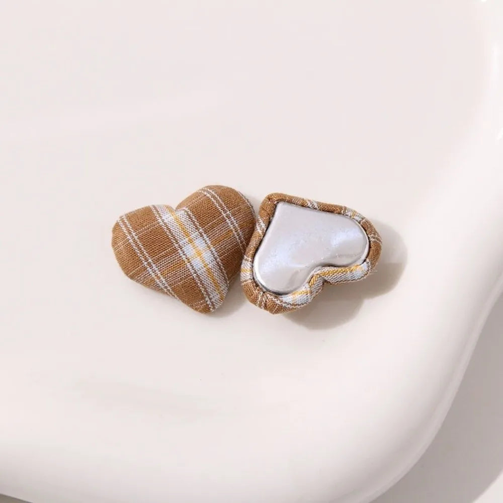 20pcs Plaid Heart Shank Buttons – Vintage DIY Craft Embellishments