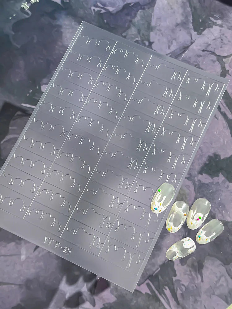 French Nail Art Stickers 3D Decals – Checkered & Heart Designs